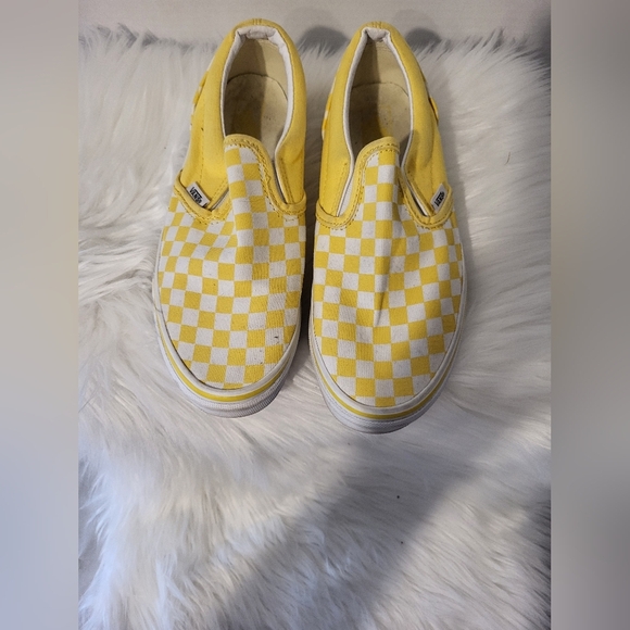 Vans Kids Yellow Checkered Slip-On Shoes, Size 5.5 - Picture 4 of 5